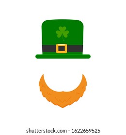 Hat and Orange beard, St. Patrick's Day. Vector Illustration