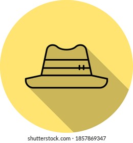 Icono de contorno de sombreros en estilo de sombra larga