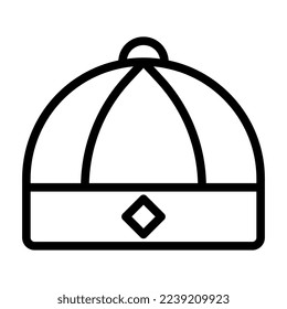 Icono perfecto de la ilustración de un esquema de sombrero vector y logotipo de año nuevo. Signo de icono de colección moderna para concepto móvil y web.