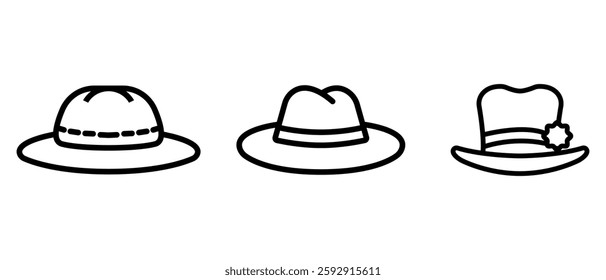 Hat  outline or line icon design bundle.