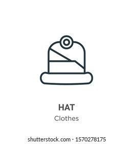 Hat outline vector icon. Thin line black hat icon, flat vector simple element illustration from editable clothes concept isolated on white background