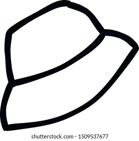 Hat. Panama, outline hand drawn illustration