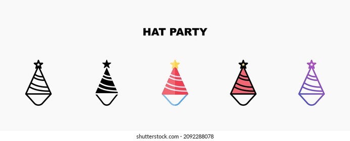 Icono de Hat Party diseñado en contorno línea y gradiente llenos de glifo plano. Perfecto para la presentación de aplicaciones móviles de sitios web y cualquier otro proyecto. Disfruta de este icono para tu proyecto.