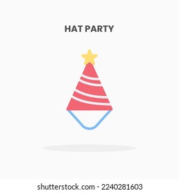 Hat Party icon flat. Vector illustration on white background. Can used for web, app, digital product, presentation, UI and many more.