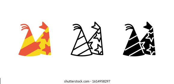 Hat Party icon. Holidays flat, silhouette, line vector illustration on white background