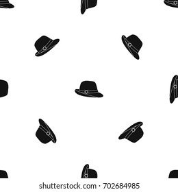 Hat pattern repeat seamless in black color for any design. Vector geometric illustration