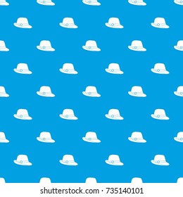 Hat pattern repeat seamless in blue color for any design. Vector geometric illustration