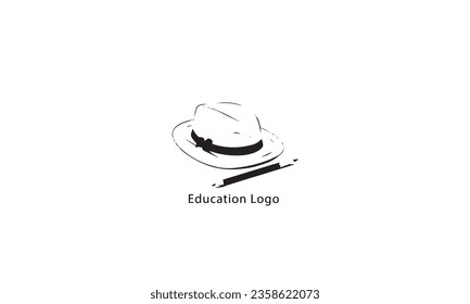 Hat Pencil for School Education black logo design white background 
