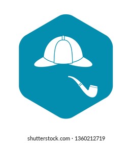 Hat and pipe icon in simple style isolated on white background. Headgear symbol