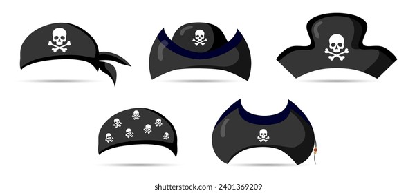 Un vector de diseño pirata de sombreros. colección de ese vector pirata
