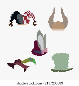 hat pixel art vector illustration .social media filter and sticker design 