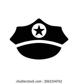 Hat, policeman icon. Black vector graphics.