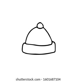 hat with pompom hand drawn in scandinavian style. Element for design