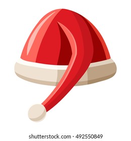 Hat with pompom icon in cartoon style isolated on white background. Headdress symbol vector illustration