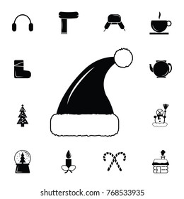 hat with pompom icon. Set of elements Christmas Holiday or New Year icons. Winter time premium quality graphic design collection icons for websites, web design, mobile app on white background