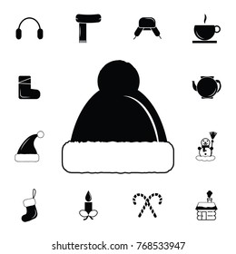 hat with pompom icon. Set of elements Christmas Holiday or New Year icons. Winter time premium quality graphic design collection icons for websites, web design, mobile app on white background