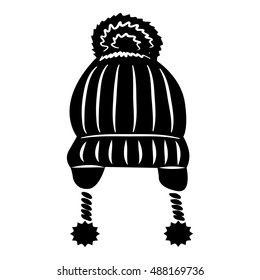 Hat with pompom icon in simple style on a white background vector illustration