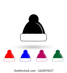 Hat with pompom multi color icon. Simple glyph, flat vector of winter icons for ui and ux, website or mobile application on white background