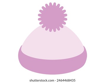 Hat with a pompom, a warm winter accessory - vector full-color image. Cute Winter hat - picture for icon