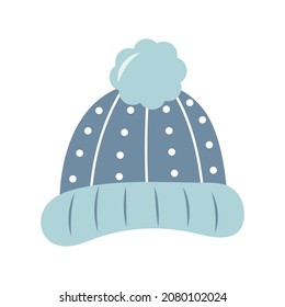 Hat with pompon in hand drawn style. Vector illustration.