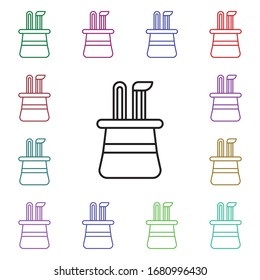 Hat, rabbit multi color style icon. Simple thin line, outline vector of carnival and amusement icons for ui and ux, website or mobile application