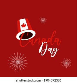 Hat red Canada day national celebration icon - Vector