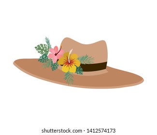 hat with ribbon on white background