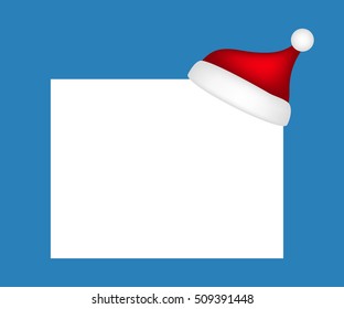 Hat of Santa Claus with a blank white banner