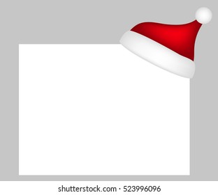 Hat of Santa Claus with a blank white banner