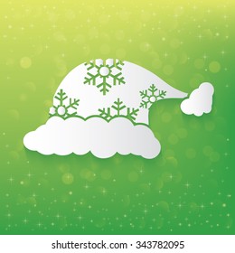 Hat of santa claus concept on green background,vector