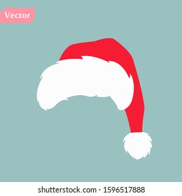 Hat Santa Claus, Isolated On White Background, Vector Illustration