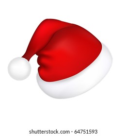 Hat Santa Claus, Isolated On White Background, Vector Illustration