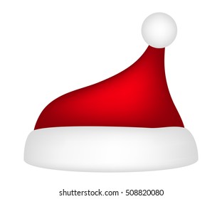 Hat of Santa Claus on a white background, vector illustration