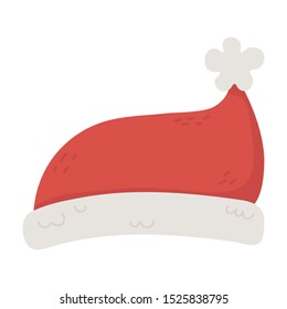 hat of santa with pompon celebration merry christmas vector illustration