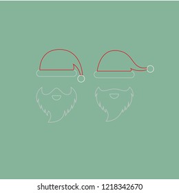 Hat and Santa's beard in a linear style