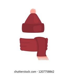 Hat and scarf color vector icon. Flat design