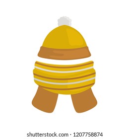 Hat and scarf color vector icon. Flat design