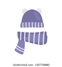 Hat and scarf color vector icon. Flat design