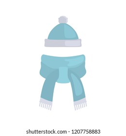 Hat and scarf color vector icon. Flat design