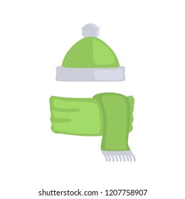 Hat and scarf color vector icon. Flat design