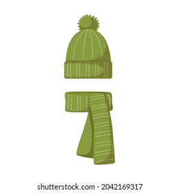 Hat and scarf Vector Illustration isolated background. Clothing collection icon, promotion, sale, disposal of clothing