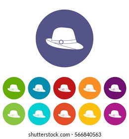 Hat set icons in different colors isolated on white background