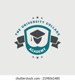 Hat With Shield Banner Logo | University Collage Academy Logo Vector Template Banner