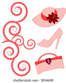 hat  shoe  and purse vector change colors easily