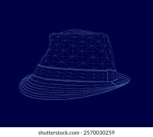 Hat is shown in a blue color. The hat is made of lines and dots. The hat is not a real hat but a digital image