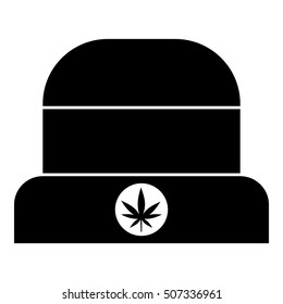 Hat with sign cannabis icon. Simple illustration of hat with sign cannabis vector icon for web