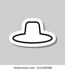 Hat simple icon, vector. Flat desing. Sticker with shadow on gray background.ai