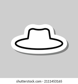 Hat simple icon vector. Flat desing. Sticker with shadow on gray background.ai