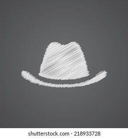 hat sketch logo doodle icon isolated on dark background 