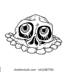 HAT SKULL DRAWING STYLE VECTOR DESIGN